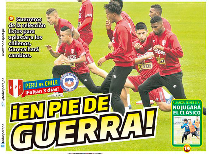 Portadas vende humo: Prensa peruana ya calienta el “Clásico del Pacífico”